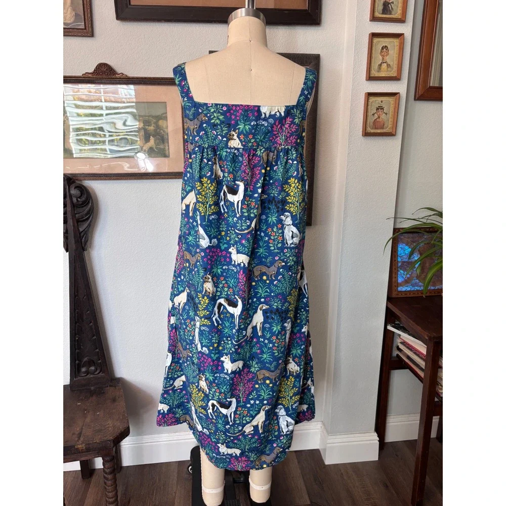 Printfresh Dog Print Must Love Dogs organic Cotton Nightgown Blue Dress Medium